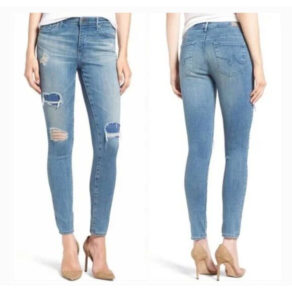AG The Middi Mid-R Artisan Destroyed Jeans 28R - Picture 1 of 9